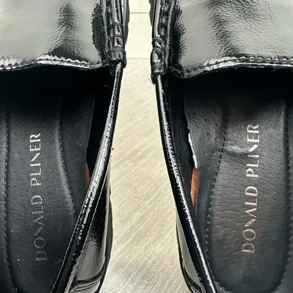 Donald Pliner Hope Patent Loafers Black Lug Sole Slip On Shoes Women 6M - Picture 7 of 12